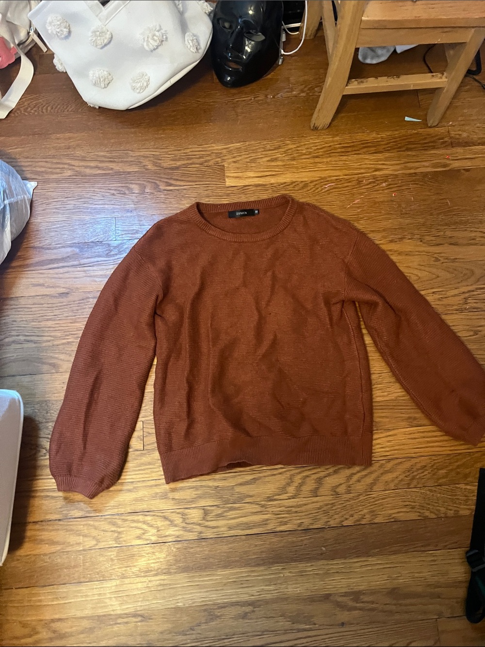 woman's Classic Crewneck Sweater - Rust Brown